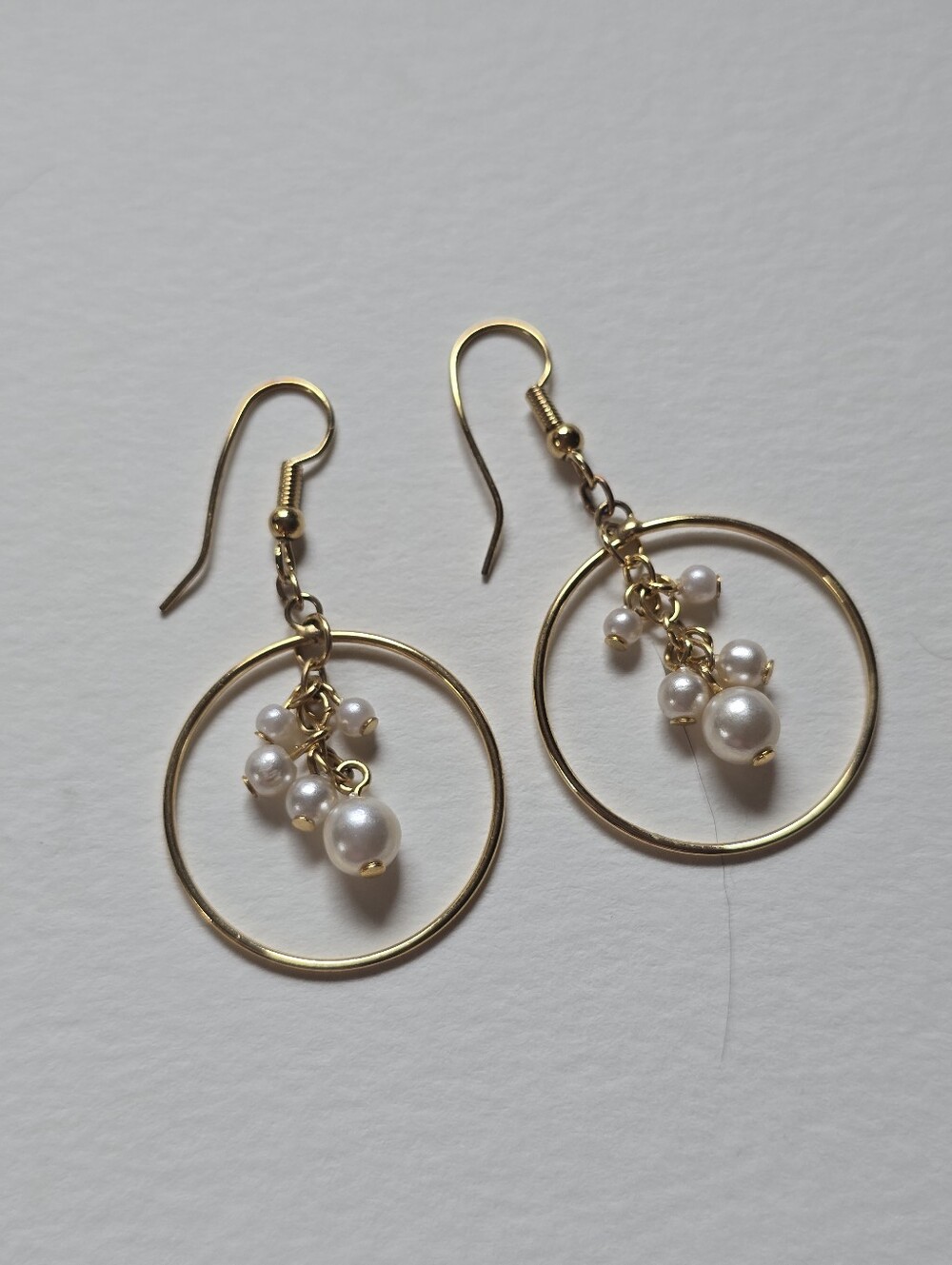 Gold Hoop Pearl Drop Earrings